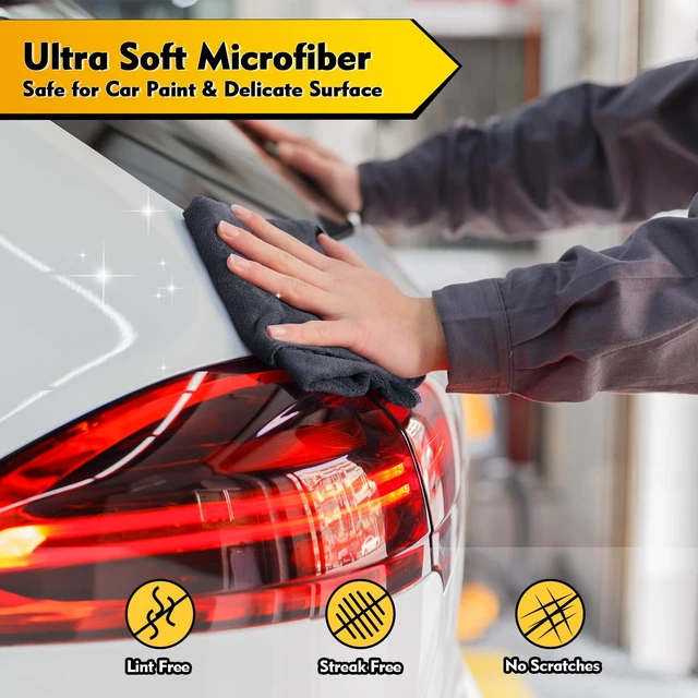 Alt view image 6 of 6 - HOMEXCEL Microfiber Cleaning Cloth 12 Pack, 12.5 x 12.5 inch Microfiber Towels for Cars, Ultra Absorbent Washing Cloth, Lint Free Streak Free Cleaning Rags for Car, Kitchen, and Window (Grey)