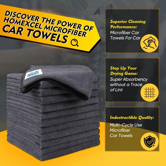 Alt view image 5 of 6 - HOMEXCEL Microfiber Cleaning Cloth 12 Pack, 12.5 x 12.5 inch Microfiber Towels for Cars, Ultra Absorbent Washing Cloth, Lint Free Streak Free Cleaning Rags for Car, Kitchen, and Window (Grey)