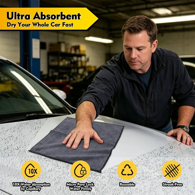 Alt view image 3 of 6 - HOMEXCEL Microfiber Cleaning Cloth 12 Pack, 12.5 x 12.5 inch Microfiber Towels for Cars, Ultra Absorbent Washing Cloth, Lint Free Streak Free Cleaning Rags for Car, Kitchen, and Window (Grey)
