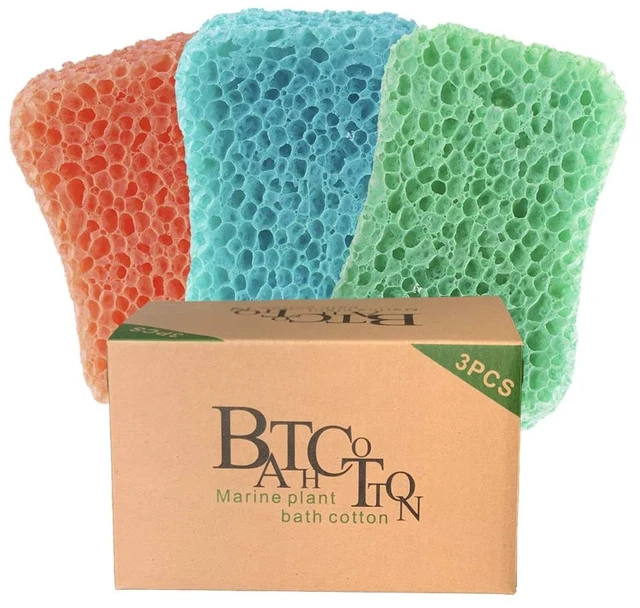 Main image of Textured Exfoliating Bath Sponge 3 Pack, Foam Body Sponge for Shower, Rich Lather, Easy-Rinse, Durable Shower Scrubber for Women and Men, 5.5 x 3.5 x 1.2 in