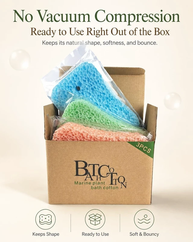 Alt view image 3 of 4 - Textured Exfoliating Bath Sponge 3 Pack, Foam Body Sponge for Shower, Rich Lather, Easy-Rinse, Durable Shower Scrubber for Women and Men, 5.5 x 3.5 x 1.2 in