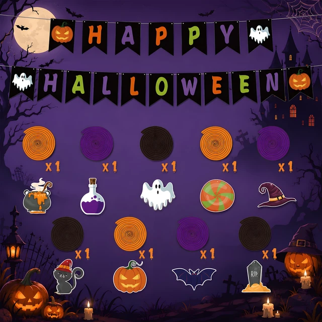 Alt view image 7 of 7 - Halloween Party Decorations - Hanging Swirls Happy Halloween Banner | Spooky Pumpkin Ghost Bat Swirl Streamers | Halloween Party Favors Supplies Accessories for Home Wall Party Decor Outdoor Indoor