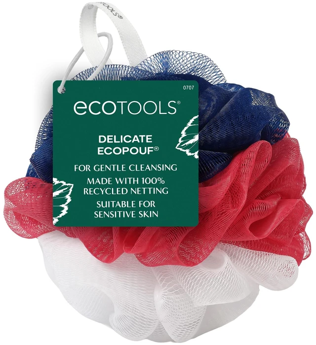 Main image of EcoTools Delicate EcoPouf Body Loofah, Gentle Exfoliating Shower Sponge for Sensitive Skin, 100% Recycled Netting Bath Pouf, 1 Count