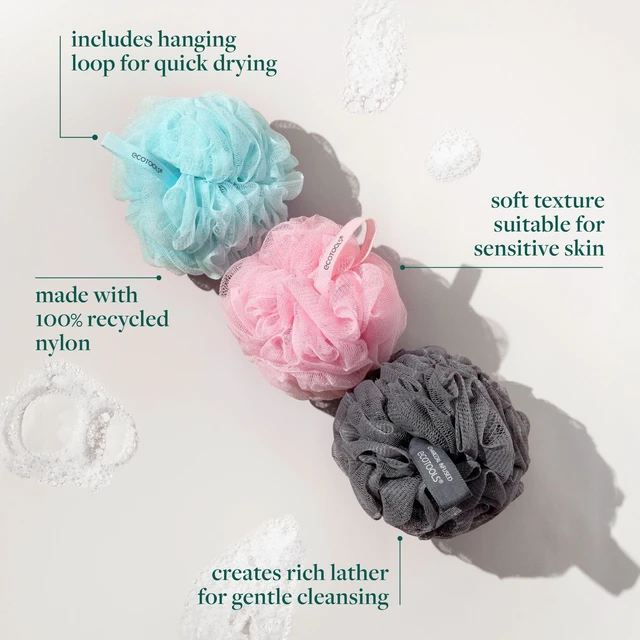 Alt view image 5 of 5 - EcoTools Delicate EcoPouf Body Loofah, Gentle Exfoliating Shower Sponge for Sensitive Skin, 100% Recycled Netting Bath Pouf, 1 Count