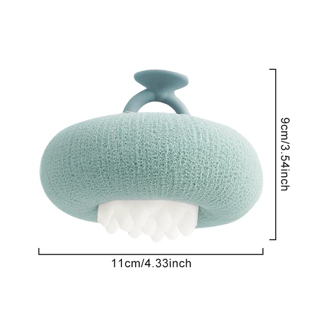 Alt view image 5 of 6 - EMVANV 2 PCs Sunflower Bath Ball,Suction Cup Shower Ball 2-in-1 Bath Ball Sponge Mesh Pouf Shower Ball for Women, Men Shower Exfoliation(Pink+Cyan)