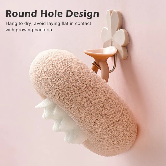 Alt view image 6 of 6 - EMVANV 2 PCs Sunflower Bath Ball,Suction Cup Shower Ball 2-in-1 Bath Ball Sponge Mesh Pouf Shower Ball for Women, Men Shower Exfoliation(Pink+Cyan)