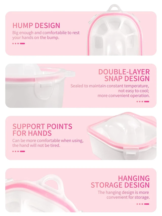 Alt view image 5 of 6 - Nail Soaking Bowl, Soak Off Gel Polish Dip Powder Remover Manicure Bowl with Triangle Cuticle Peeler and Stainless Steel Cuticle Pusher Nail Art Tool (Pink-3pcs set)