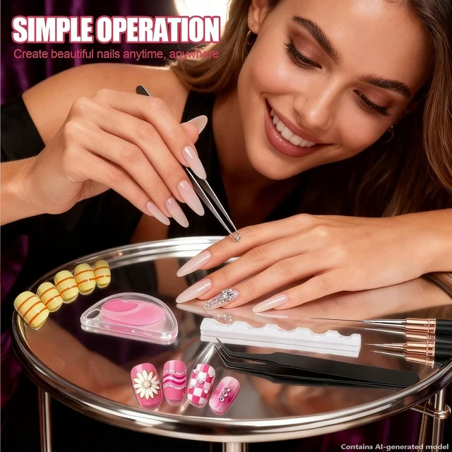 Alt view image 4 of 6 - Artdone Nail Striping Tape Lines Kit With Nail Art Pens Liner Brushes