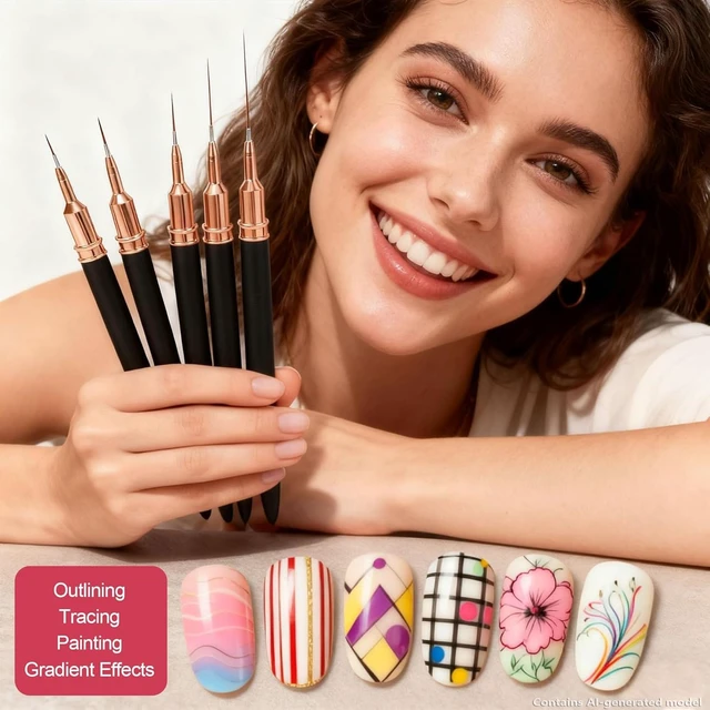 Alt view image 3 of 6 - Artdone Nail Striping Tape Lines Kit With Nail Art Pens Liner Brushes