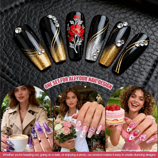 Alt view image 6 of 6 - Artdone Nail Striping Tape Lines Kit With Nail Art Pens Liner Brushes