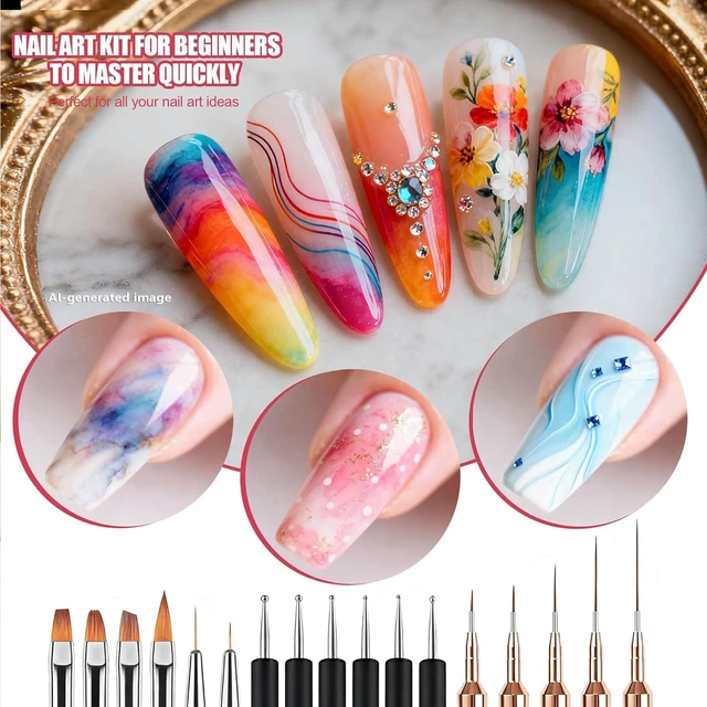 Alt view image 2 of 6 - Artdone Nail Striping Tape Lines Kit With Nail Art Pens Liner Brushes