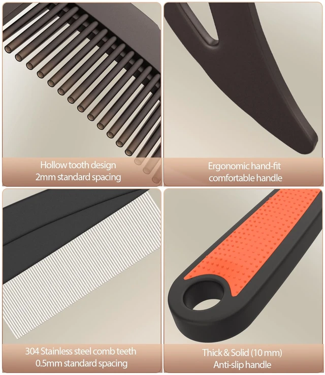 Alt view image 2 of 6 - Dandruff Comb Removal 2PC Hollow Fine Tooth Scalp Detox Hair Care Tool