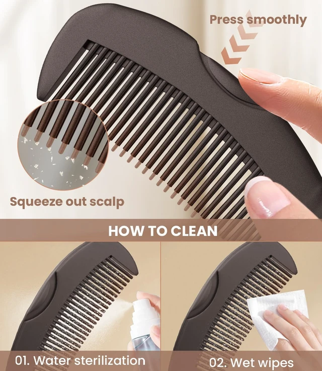 Alt view image 6 of 6 - Dandruff Comb Removal 2PC Hollow Fine Tooth Scalp Detox Hair Care Tool
