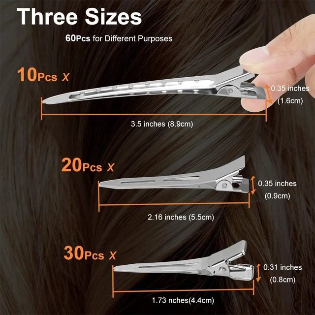 Alt view image 3 of 6 - HiJeaton 60Pcs Metal Duck Billed Hair Clips for Women Styling Sectioning, Silver Hair Pins for Long Hair, Alligator Curl Loc Clips for Thick Hair Roller, Salon, Bows DIY