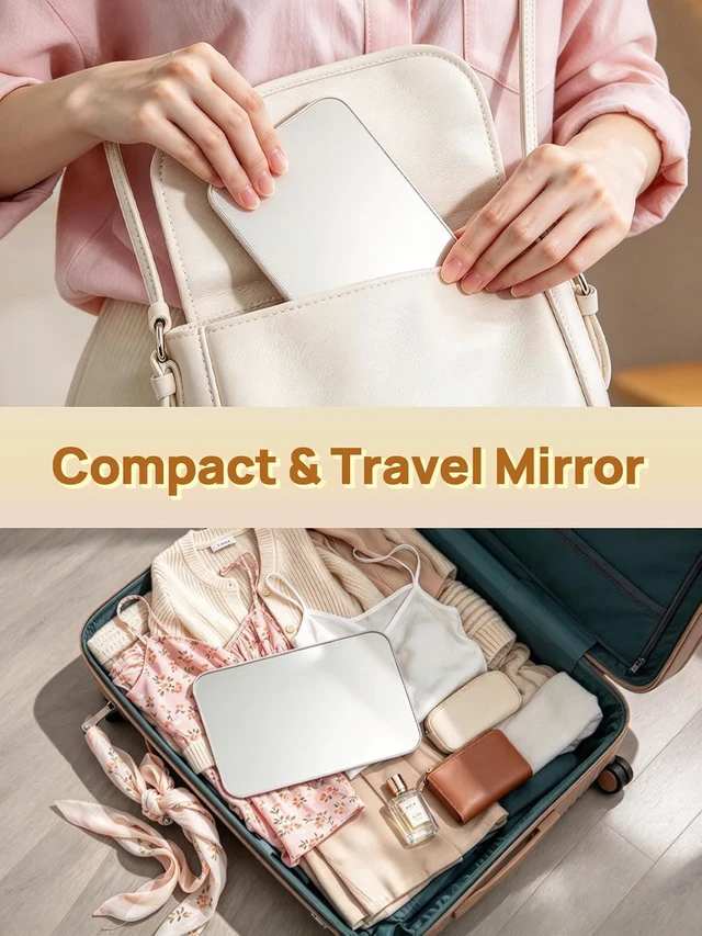 Alt view image 6 of 6 - OMIRO 8 x 5 in Desk Makeup Mirror with Stand and Hanging Hole, White