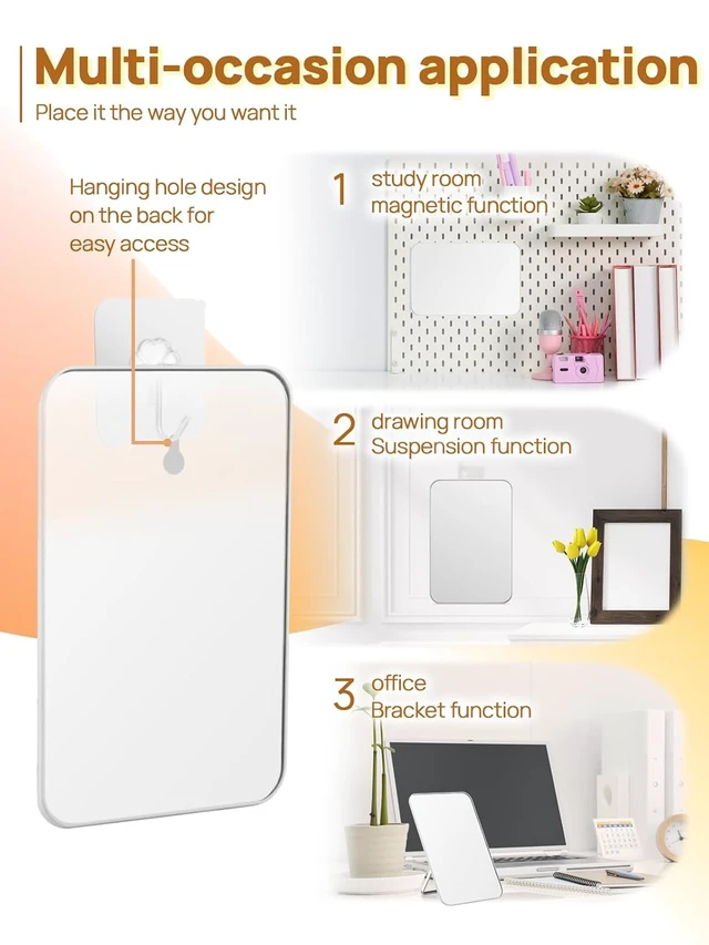 Alt view image 2 of 6 - OMIRO 8 x 5 in Desk Makeup Mirror with Stand and Hanging Hole, White