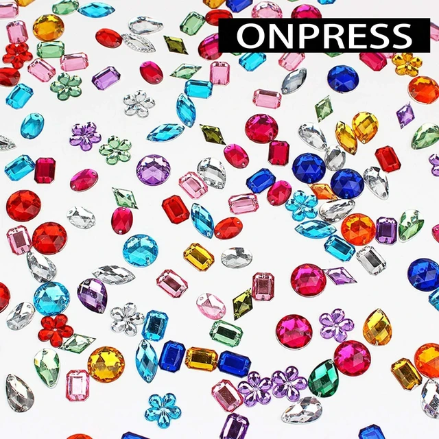 Alt view image 5 of 6 - ONPRESS 4Boxes/48Gird Colorful Rhinestones Nail Art Charms 3D Flatback Rhinestones for Nails Art Design Heart Star Flower Nail Diamonds Kawaii Nail Crafts Acrylic Diamonds for Women Manicure