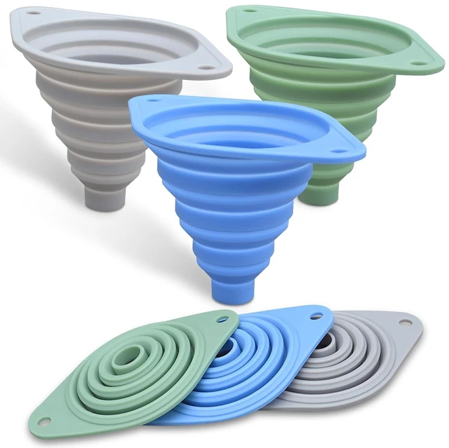Main image of Kitchen Funnel Set 3 Pack,Funnels for Kitchen Use Filling Bottles,Silicone Funnel Collapsible,Small Funnels for Filling Small Bottles