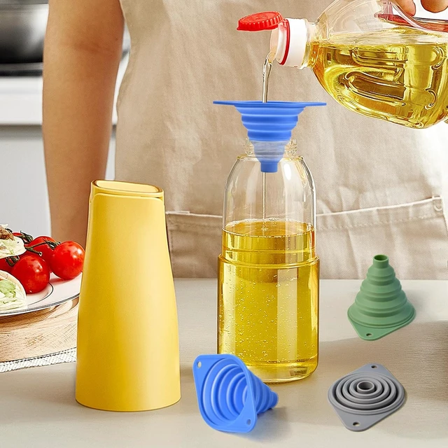 Alt view image 3 of 7 - Kitchen Funnel Set 3 Pack,Funnels for Kitchen Use Filling Bottles,Silicone Funnel Collapsible,Small Funnels for Filling Small Bottles