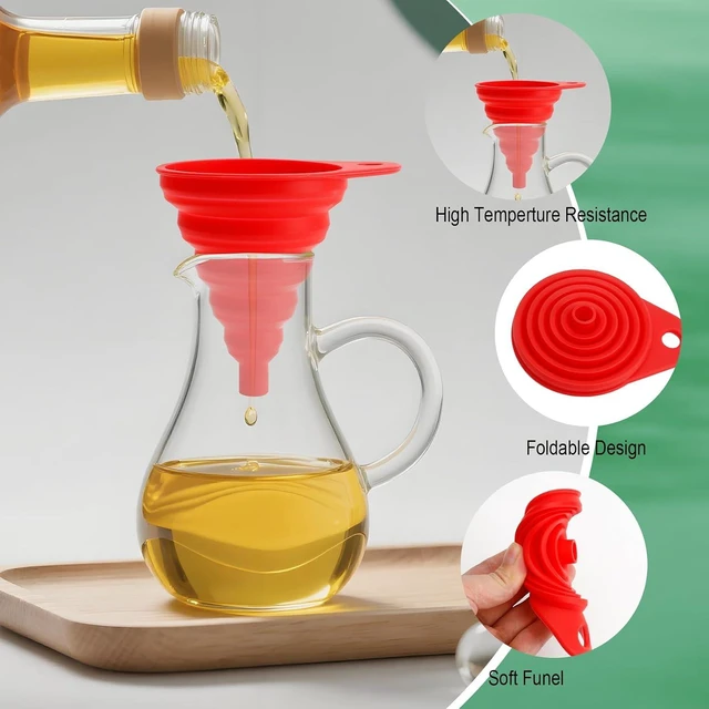 Alt view image 2 of 7 - 4 Pack Silicone Collapsible Kitchen Funnel for Water Beer Oil Filling Bottles 2 Size Flexible Foldable Mini Small Large Scoop Funnel Set Camp Kitchen Hand Tools Gadgets Accessories Must Have Finds