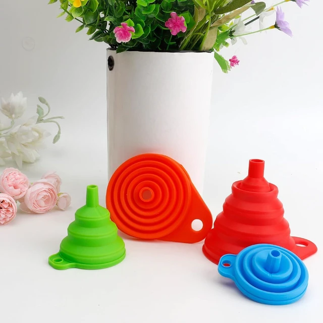 Alt view image 6 of 7 - 4 Pack Silicone Collapsible Kitchen Funnel for Water Beer Oil Filling Bottles 2 Size Flexible Foldable Mini Small Large Scoop Funnel Set Camp Kitchen Hand Tools Gadgets Accessories Must Have Finds