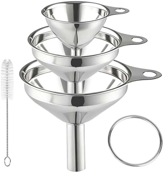 Main image of Funnels for Kitchen Use Filling Bottles, Stainless Steel Funnel Set of 3