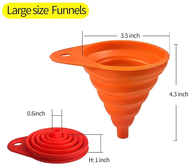 Alt view image 3 of 7 - 4-Pack Kitchen Funnel Set, Small and Large, Upgraded Kitchen Gadgets Accessories Foldable Silicone Collapsible Funnels for Filling Water Bottle Liquid Transfer Food Grade