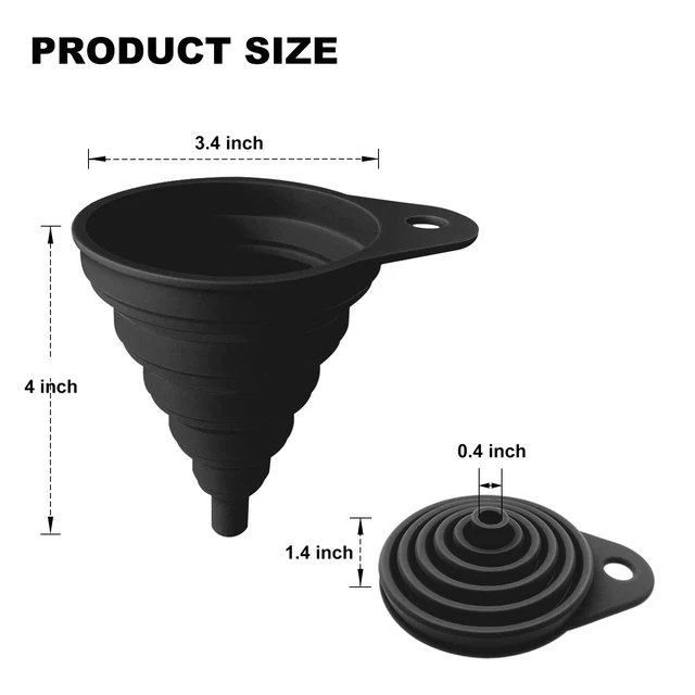Alt view image 4 of 7 - Funnels for Kitchen Use, Food Grade Silicone Collapsible Kitchen Funnel (Black)