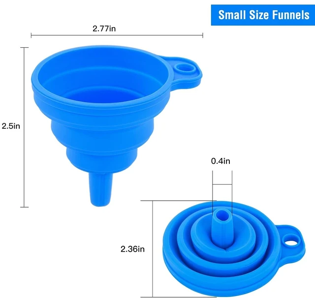 Alt view image 6 of 7 - Kitchen Silicone Collapsible Funnel Set of 3,Small and Large,Flexible-Foldable-Cooking-Food-Grade Funnels for Filling Small or Mini Bottles,Perfume,Filling Capsules,Fry Oil Filter,Essential Oil,Spice