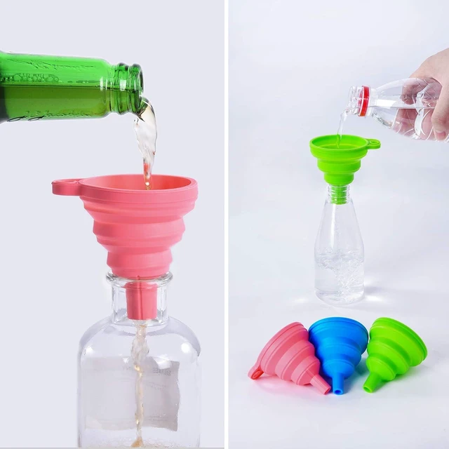 Alt view image 3 of 7 - Kitchen Silicone Collapsible Funnel Set of 3,Small and Large,Flexible-Foldable-Cooking-Food-Grade Funnels for Filling Small or Mini Bottles,Perfume,Filling Capsules,Fry Oil Filter,Essential Oil,Spice