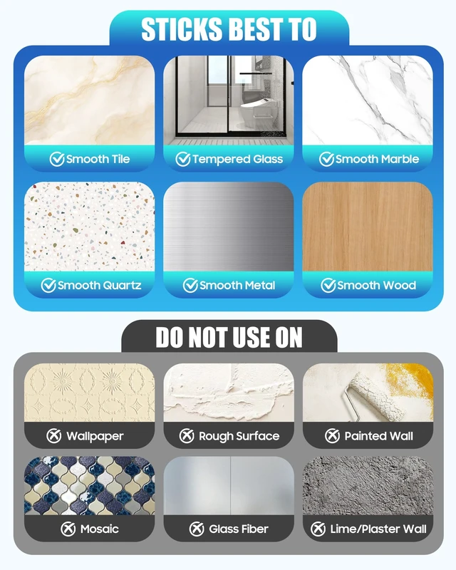 Alt view image 5 of 7 - 9 Pack Shower Caddy Adhesive Replacement, Strong Waterproof Transparent Adhesive Strips, No Drilling Shower Shelf Adhesive Hooks for Bathroom Shelves, Corner Basket, Soap Holder & Kitchen Racks