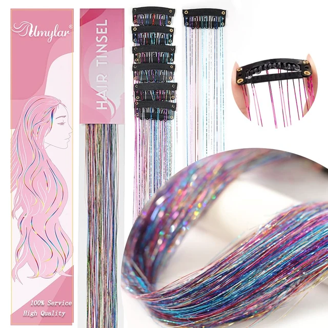 Alt view image 6 of 6 - Hair Tinsel Pack of 12 Pcs Colorful Glitter Hair Accessories 20 Inch Clip in Hair Tinsel Extensions Fairy Hair Accessories Party Kit for Women Girls 12Pcs,Colorful#