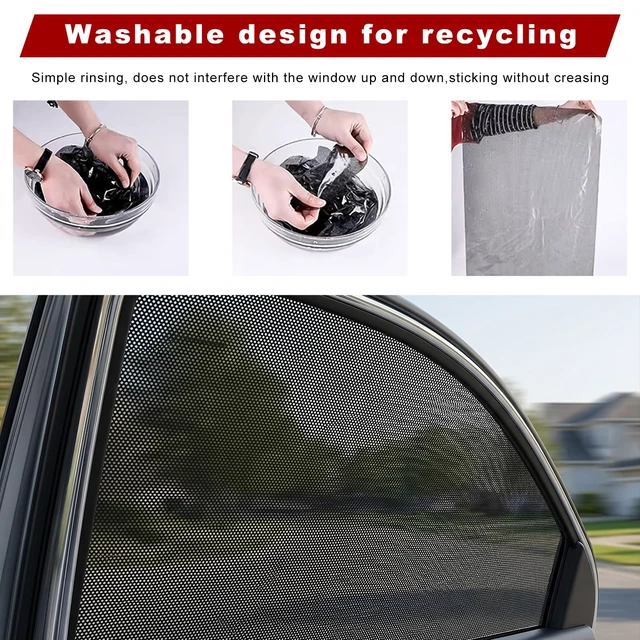 Alt view image 2 of 6 - 4 PCS Car Side Window Sunshade, Static Cling Auto Sun Shades UV Rays Protective Cover, Washable Reusable Window Sun Glare Shield Privacy Protector for Cars Trucks SUVs