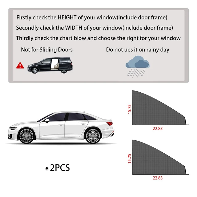 Alt view image 3 of 6 - Ziciner Car Window Shade, 2 Pcs Auto Side Front Window Sun Shades, Heat Block and UV Rays Protection, Breathable Mesh Privacy Protection Curtain, Universal Fit Most Car (Car Front Seat 2Pcs 16"×23")