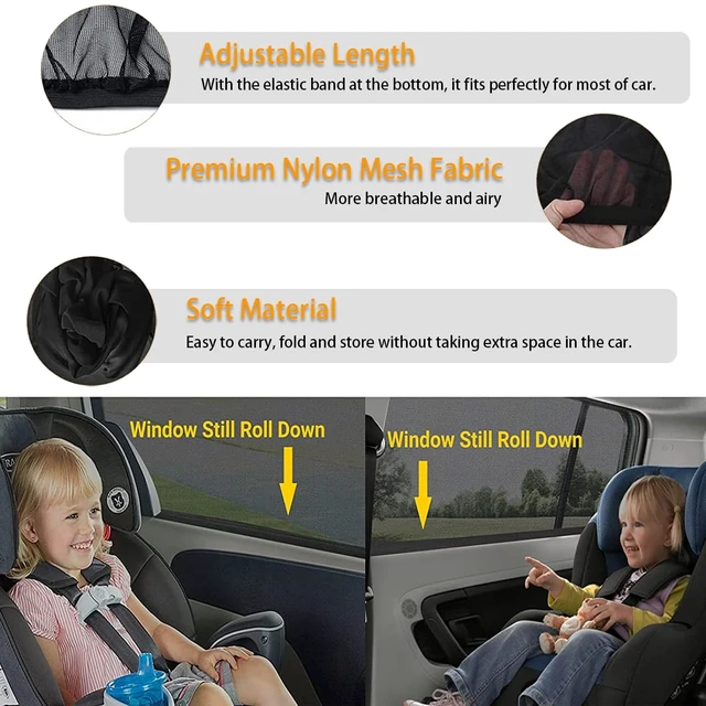 Alt view image 2 of 6 - Ziciner Car Window Shade, 2 Pcs Auto Side Front Window Sun Shades, Heat Block and UV Rays Protection, Breathable Mesh Privacy Protection Curtain, Universal Fit Most Car (Car Front Seat 2Pcs 16"×23")