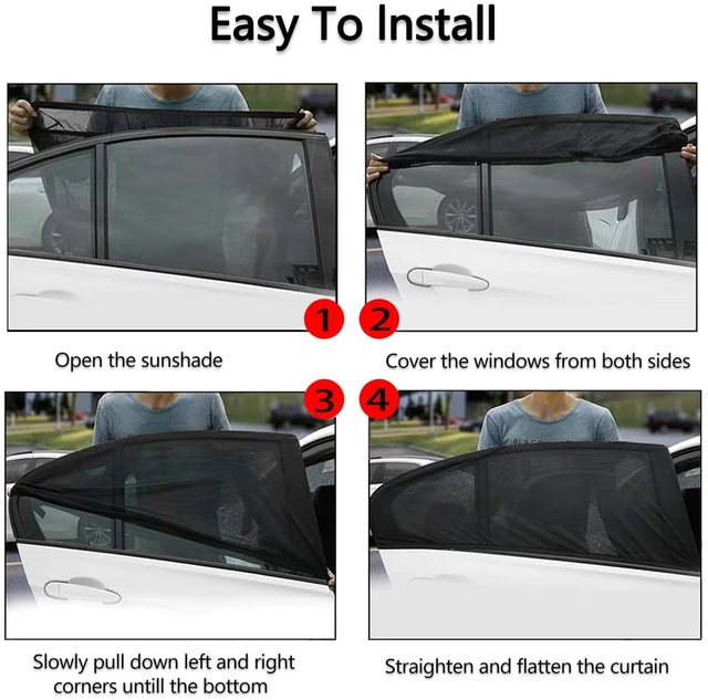 Alt view image 4 of 6 - Ziciner Car Window Shade, 2 Pcs Auto Side Front Window Sun Shades, Heat Block and UV Rays Protection, Breathable Mesh Privacy Protection Curtain, Universal Fit Most Car (Car Front Seat 2Pcs 16"×23")