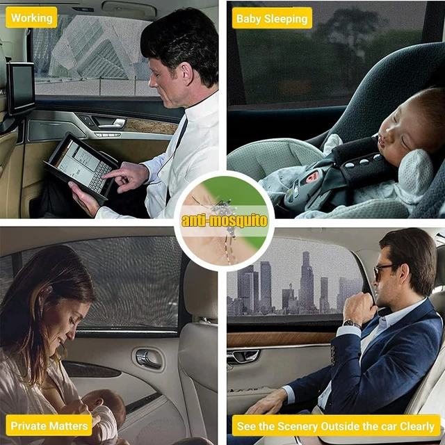 Alt view image 6 of 6 - Ziciner Car Window Shade, 2 Pcs Auto Side Front Window Sun Shades, Heat Block and UV Rays Protection, Breathable Mesh Privacy Protection Curtain, Universal Fit Most Car (Car Front Seat 2Pcs 16"×23")