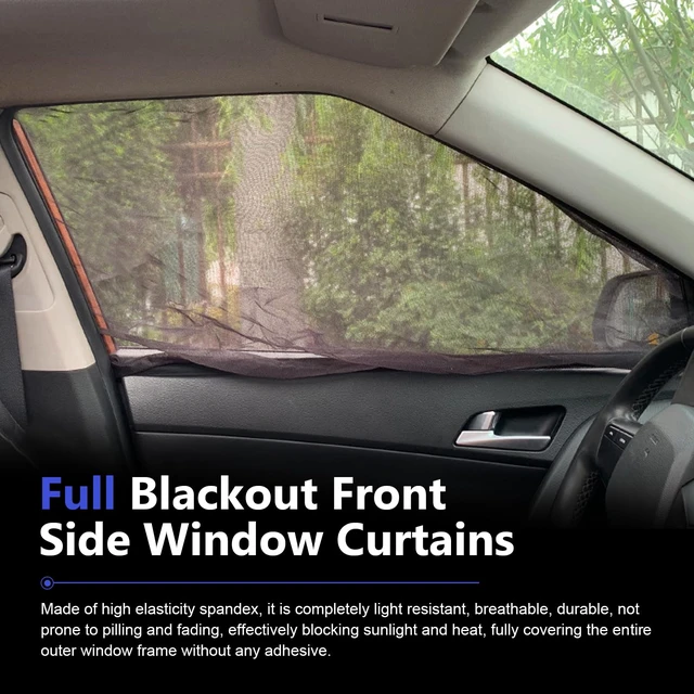 Alt view image 7 of 7 - 2 PCS Car Window Shades, Breathable Mesh Screen Sunshade for Front Window, Block Light Car Privacy Curtains, Side Window Sun Shade for Taking a nap, Changing Clothes, Camping (Black)