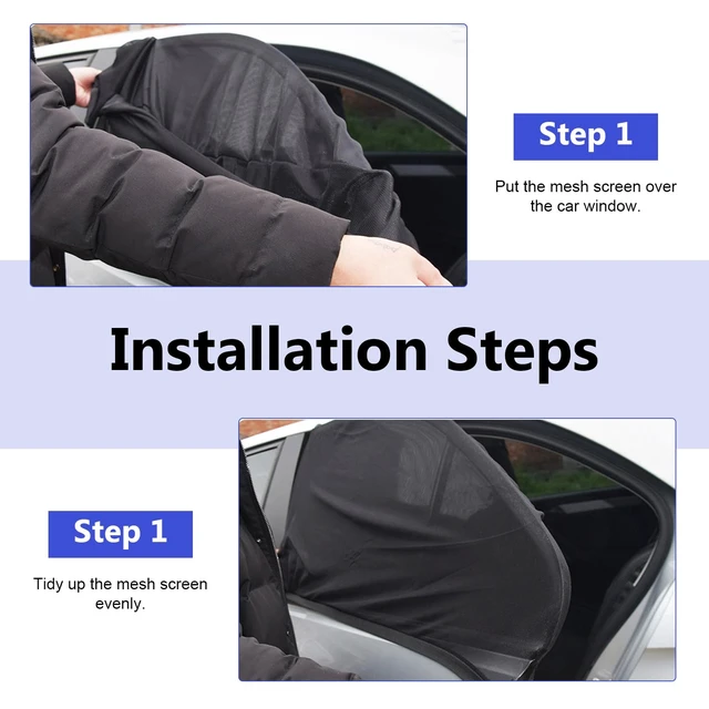 Alt view image 4 of 7 - 2 PCS Car Window Shades, Breathable Mesh Screen Sunshade for Front Window, Block Light Car Privacy Curtains, Side Window Sun Shade for Taking a nap, Changing Clothes, Camping (Black)