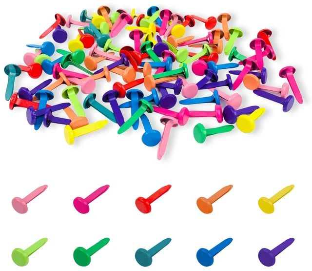 Main image of 100 PCS Brass Paper Fasteners Metal Brass Fasteners, Mini Brads for Paper Crafts DIY Pins for Crafts (Multicolor)