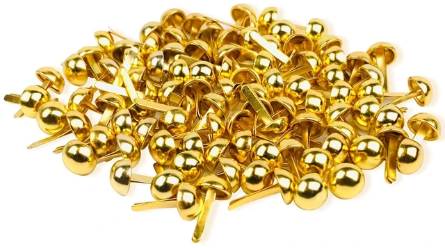 Main image of 100 PCS Brass Paper Fasteners Metal Brass Fasteners, Mini Brads for Paper Crafts DIY Pins for Crafts (Gold)