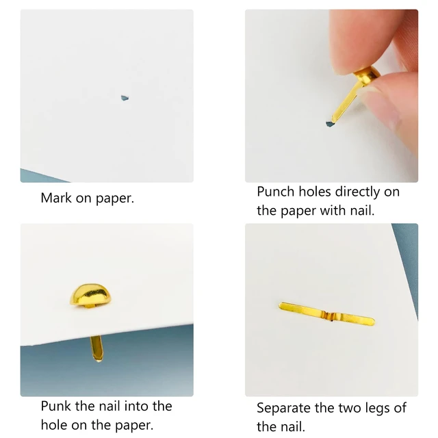 Alt view image 3 of 5 - 100 PCS Brass Paper Fasteners Metal Brass Fasteners, Mini Brads for Paper Crafts DIY Pins for Crafts (Gold)