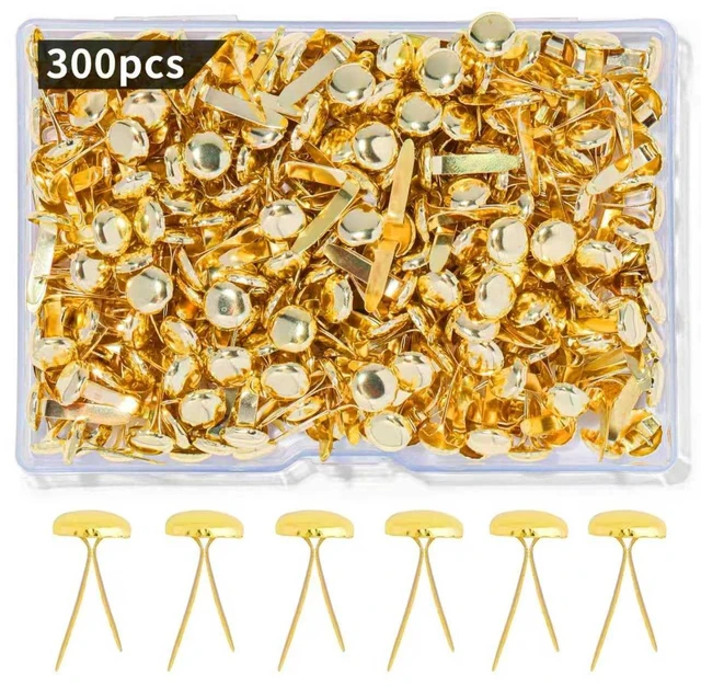 Main image of Monigte Brass Fasteners 300 Pack Small Brads for Paper Crafts Scrapbooking DIY Handmade Cards School Projects
