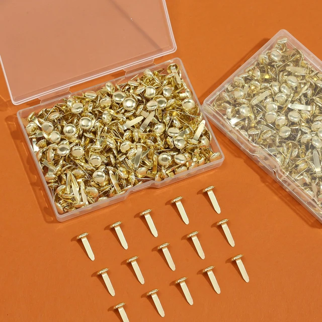 Alt view image 3 of 5 - Monigte Brass Fasteners 300 Pack Small Brads for Paper Crafts Scrapbooking DIY Handmade Cards School Projects