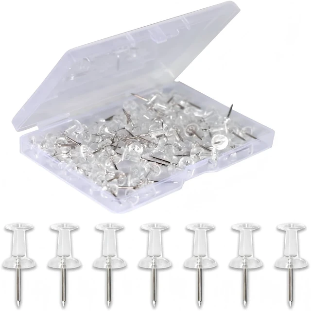 Main image of 120-Pack Push Pins for Bulletin Board, Thumb Tacks with Clear Plastic Tip and Steel Tip, Portable and Durable Wall Tacks Suitable for Cork Board, Office and Daily Life