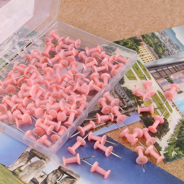 Alt view image 4 of 7 - Push Pins 100-count Pink Thumb Tacks Standard Dark Pushpins Steel Point and Plastic Head (Pink)