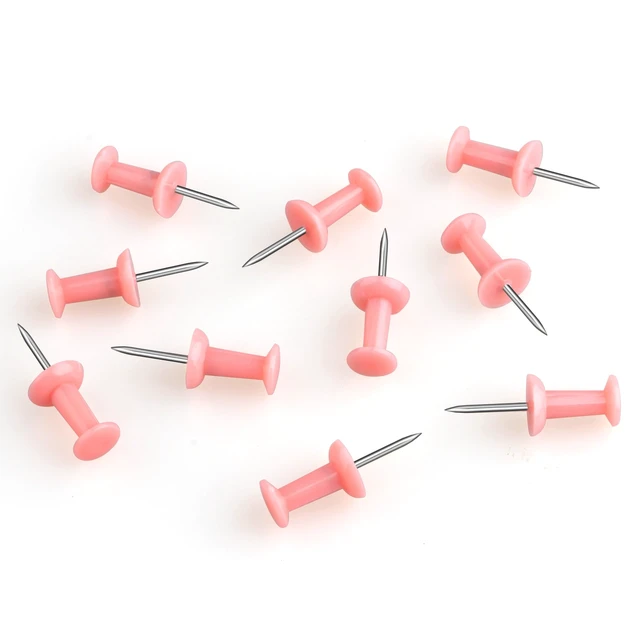 Alt view image 7 of 7 - Push Pins 100-count Pink Thumb Tacks Standard Dark Pushpins Steel Point and Plastic Head (Pink)