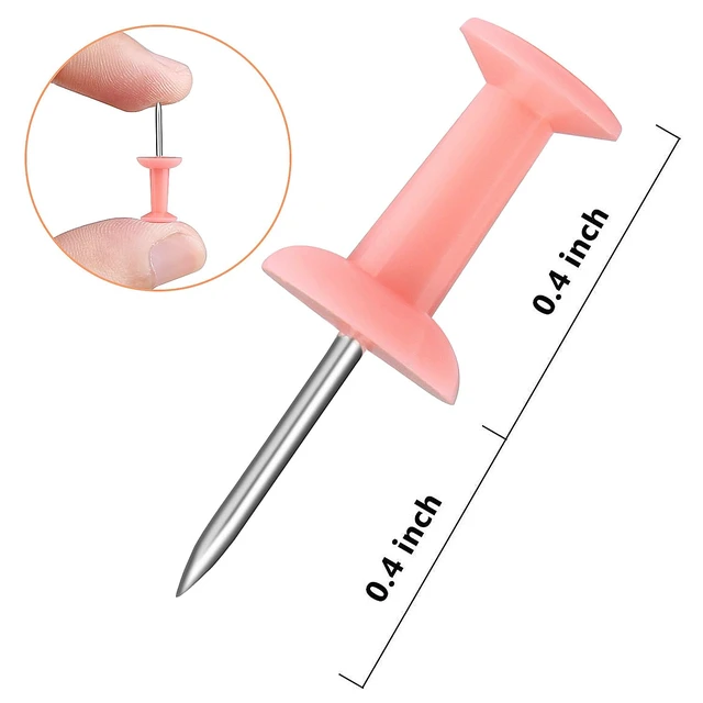 Alt view image 3 of 7 - Push Pins 100-count Pink Thumb Tacks Standard Dark Pushpins Steel Point and Plastic Head (Pink)