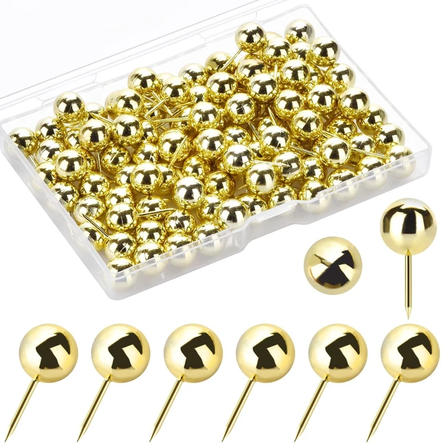 Main image of 60 Pcs Push Pins, Thumb Tacks for Decorative Wall,Gold Thumbtacks for Bulletin Board Corkboard Map Calendar Photo Home Office