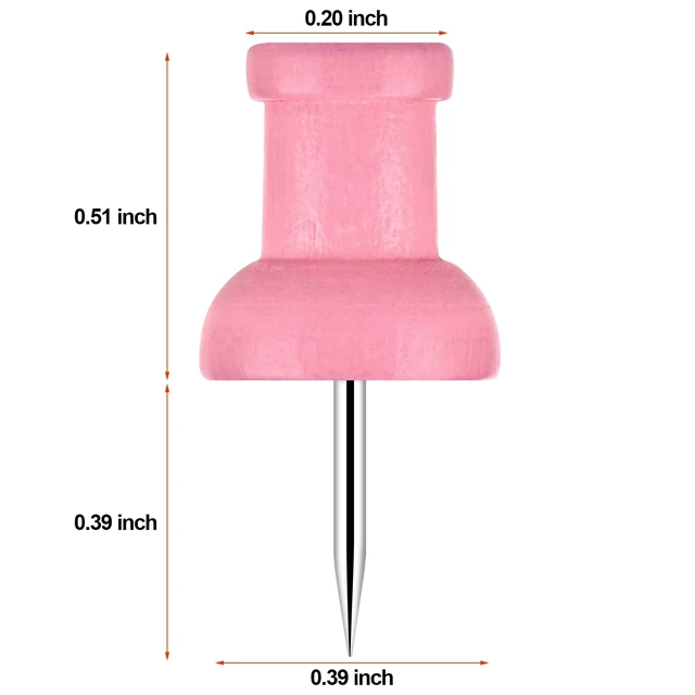 Alt view image 2 of 7 - 40Pcs Wood Push Pins, Decorative Thumb Tacks, Wooden Pins and Tacks, Cork Board Thumbtacks, Cute Thumbtack for Wall and Bulletin Board, Map Pins (Pink)